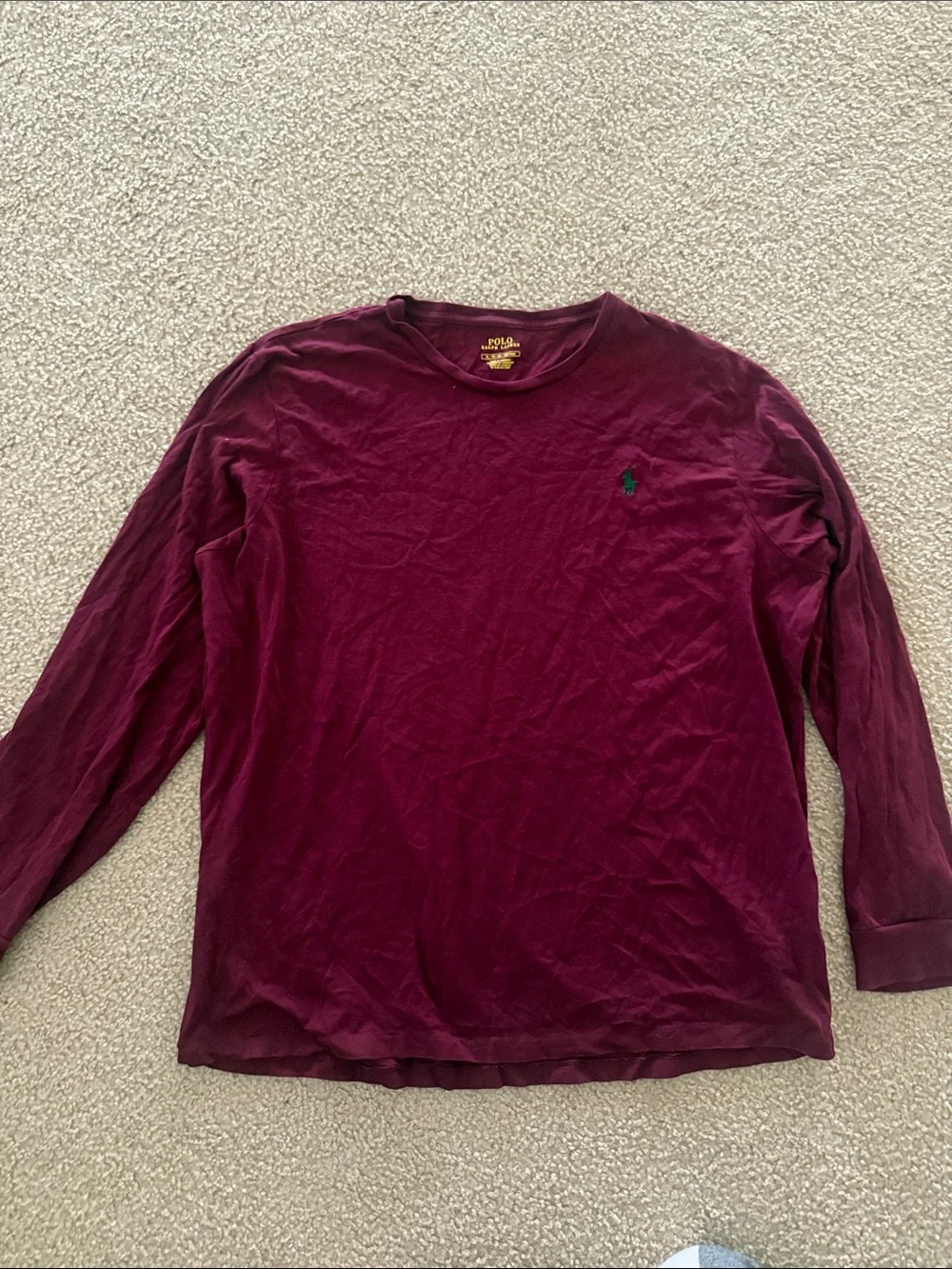 Polo by Ralph Lauren Long Sleeve Crewneck - Maroon with Green Logo